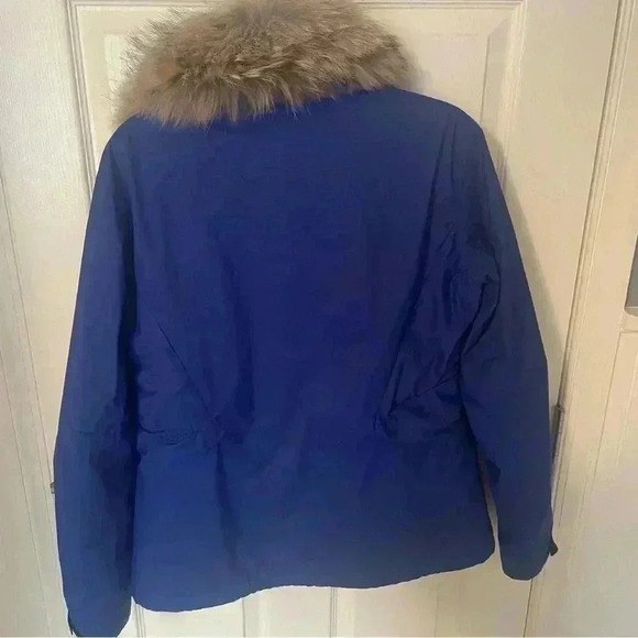 Ralph Lauren Women Large Royal Blue Faux Fur Down Winter Puffer Jacket Coat - Picture 6 of 12